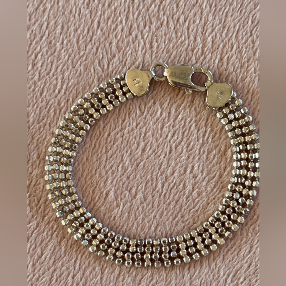 Italy Sterling Silver 925 Four Ball Bead Strand Bracelet - 7.5” 11.74 grams